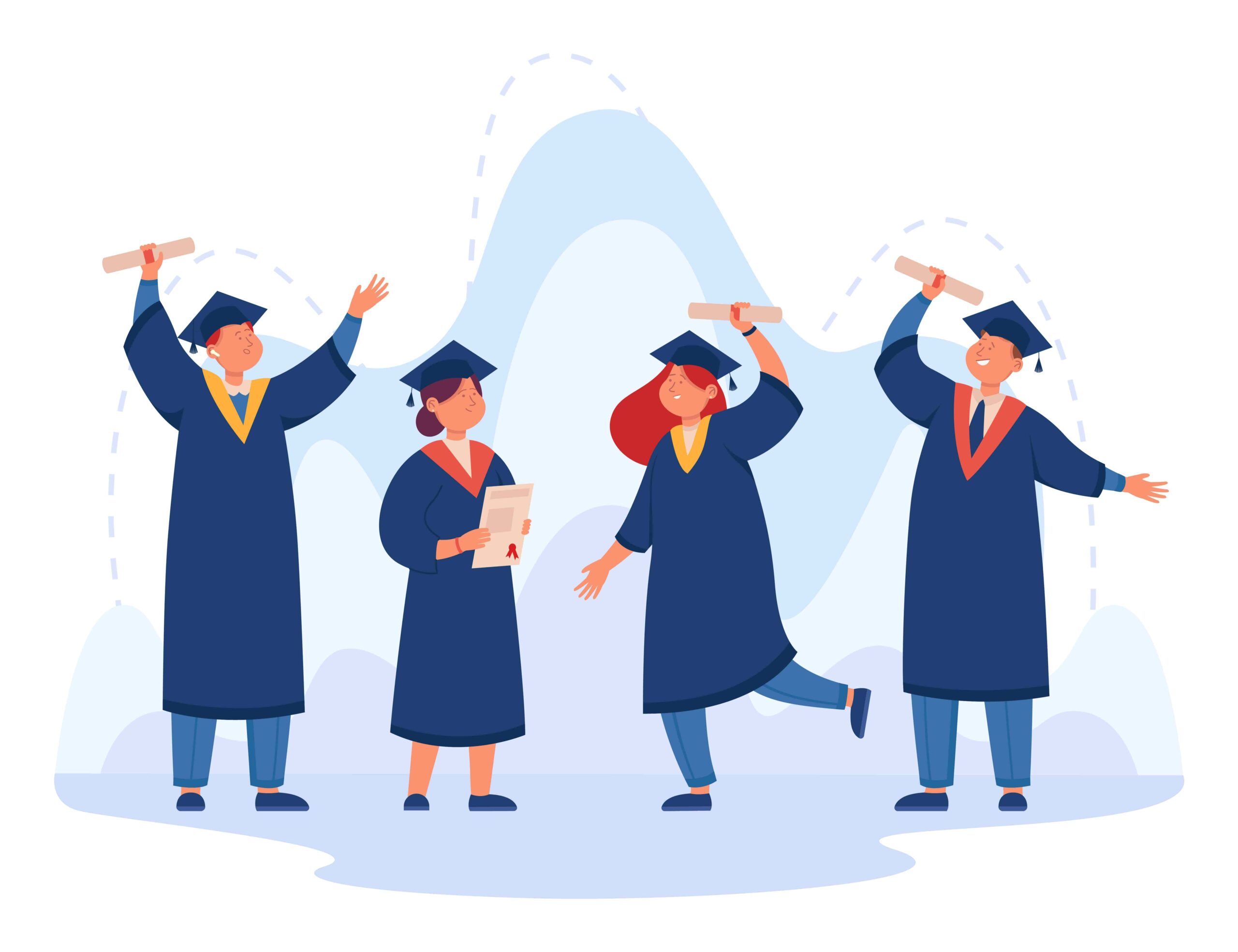 Scholarship college or university students holding diplomas